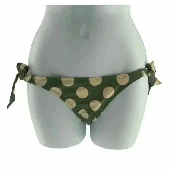 Xhilaration Womens Olive Polka Dot Cheeky Side Tie Bikini Bottom Size Small - Picture 2 of 5